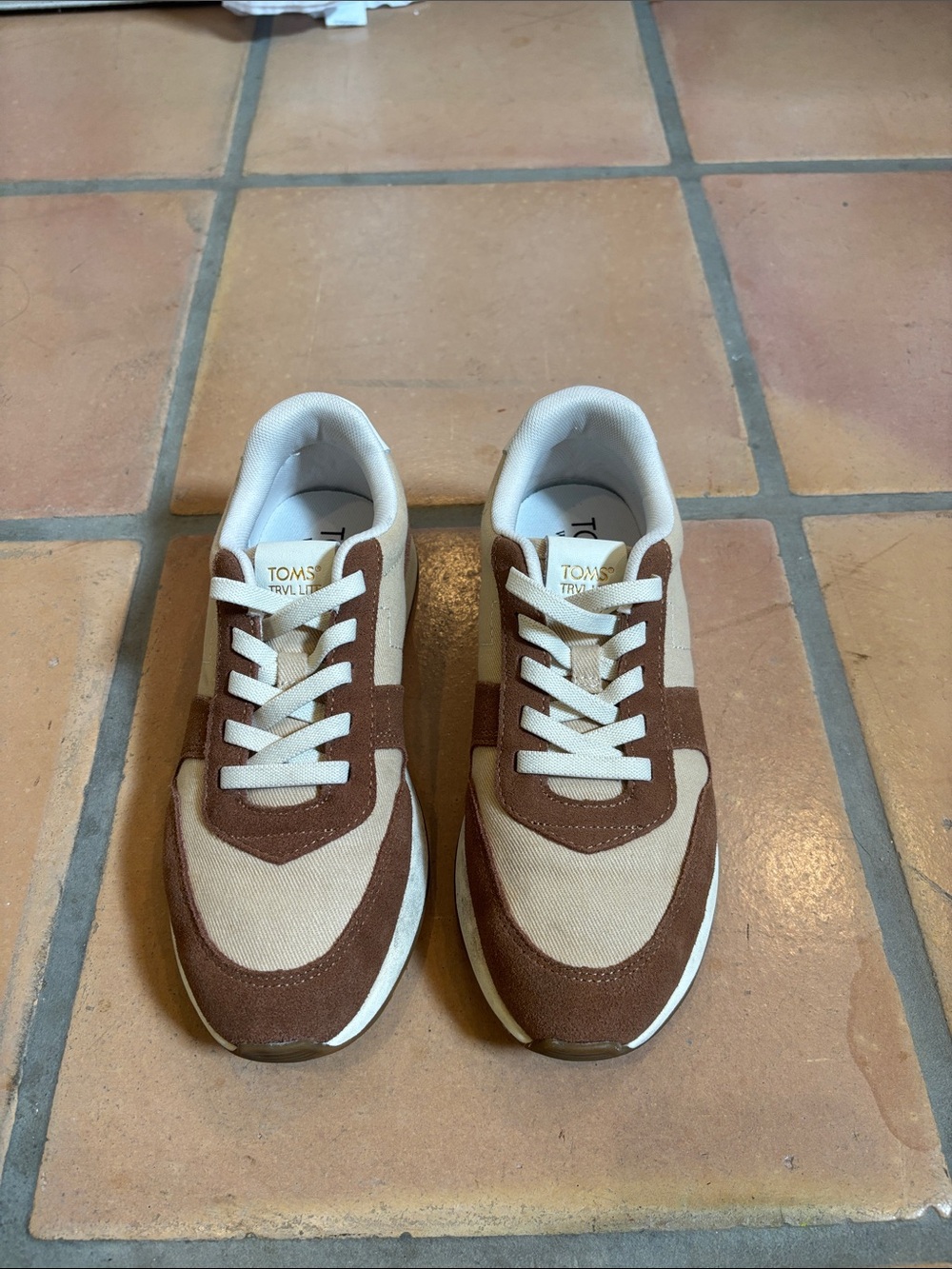 TOMS Women’s Brown and Cream Lace-Up Sneakers